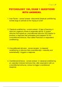 PSYCHOLOGY 100&comma; EXAM 1 QUESTIONS  WITH ANSWERS&period;