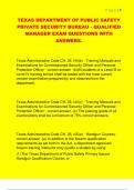 TEXAS DEPARTMENT OF PUBLIC SAFETY  PRIVATE SECURITY BUREAU - QUALIFIED  MANAGER EXAM QUESTIONS WITH  ANSWERS&period;