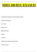 Nutrition NDFS 100 BYU EXAM 2 2025&sol;2026  with Questions and Correct Answers Latest GRADED A&plus;