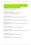 Business- A Level- Aqa  Tested Questions &lpar;Latest 2025 &sol; 2026&rpar; And Verified Rationalized Answers&comma; 100&percnt; Guarantee Pass