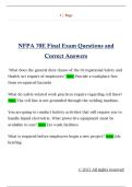 NFPA 70E Final Exam Questions and  Correct Answers