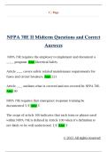 NFPA 70E II Midterm Questions and Correct  Answers