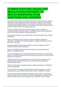 FLORIDA STATUTES&comma; RULES&comma; AND REGULATIONS PERTINENT TO HEALTH INSURANCE EXAM QUESTIONS AND ANSWERS