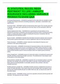 FL STATUTES&comma; RULES&comma; REGS PERTINENT TO LIFE &sol; ANNUITY INSURANCE INCLUDING VARIABLE PRODUCTS EXAM Q&A