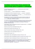 FLORIDA STATUTES FINAL EXAM 2-20 QUESTIONS WITH CORRECT ANSWERS