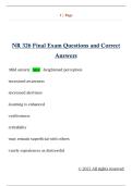 NR 326 Final Exam Questions and Correct  Answers