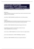 RULES AND OFFICIATING BASKETBALL TEST 2 QUESTIONS WITH CORRECT ANSWERS RATED A&plus;