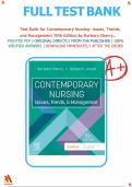 Test Bank for Contemporary Nursing&colon; Issues&comma; Trends&comma; and Management 10th Edition by Barbara Cherry&period;&vert;All chapters 1-28 covered&comma; Graded A&plus;&period;