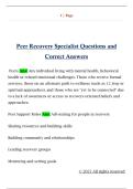 Peer Recovery Specialist Questions and  Correct Answers