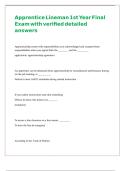 Apprentice Lineman 1st Year Final Exam with verified detailed answers