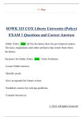 SOWK 325 COX Liberty University &lpar;Policy&rpar;  EXAM 1 Questions and Correct Answers