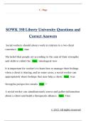 SOWK 350 Liberty University Questions and  Correct Answers