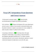 Texas LPC Jurisprudence Exam Questions  and Correct Answers