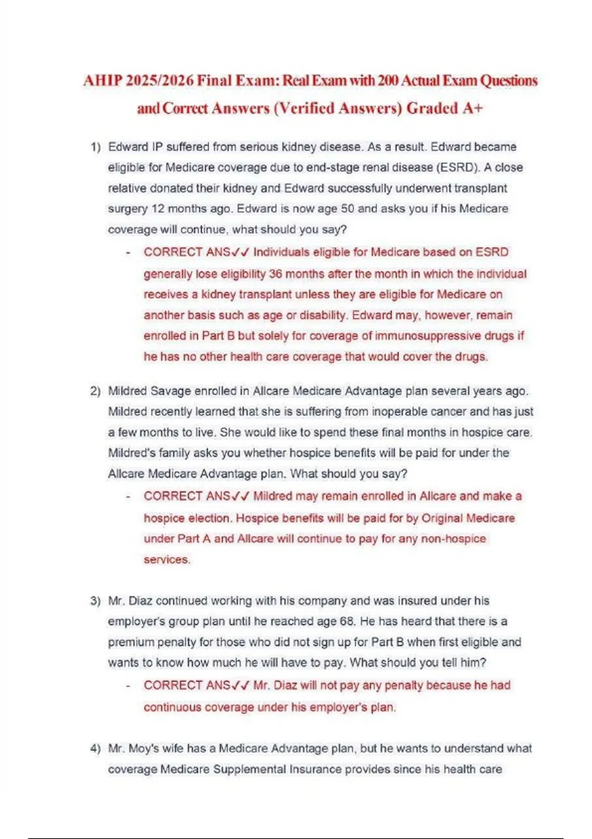 AHIP 2025/2026 Final Exam: Real Exam with 200 Actual Exam Questions and ...