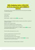 RHS- Radiation Safety UPDATED    ACTUAL Questions and CORRECT  Answers