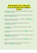 RHS Radiation Safety UPDATED    ACTUAL Questions and CORRECT  Answers 