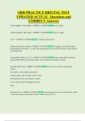 ORD PRACTICE DRIVING TEST  UPDATED ACTUAL  Questions and  CORRECT Answers 