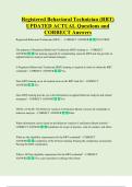 Registered Behavioral Technician &lpar;RBT&rpar;   UPDATED ACTUAL Questions and  CORRECT Answers 