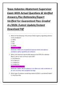Texas Asbestos Abatement Supervisor Exam With Actual Questions & Verified Answers&comma;Plus Rationales&sol;Expert Verified For Guaranteed Pass Graded A&plus;&sol;2026 &sol;Latest Update&sol;Instant Download Pdf