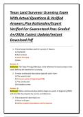Texas Land Surveyor Licensing Exam With Actual Questions & Verified Answers&comma;Plus Rationales&sol;Expert Verified For Guaranteed Pass Graded A&plus;&sol;2026 &sol;Latest Update&sol;Instant Download Pdf