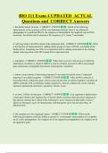 BIO 111 Exam 4 UPDATED  ACTUAL  Questions and  CORRECT Answers 