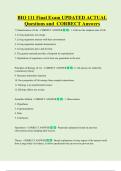 BIO 111 Final Exam UPDATED ACTUAL   Questions and  CORRECT Answers