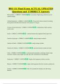 BIO 111 Final Exam ACTUAL UPDATED   Questions and  CORRECT Answers 