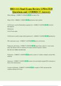 BIO 111 Final Exam Review UPDATED     Questions and  CORRECT Answers 