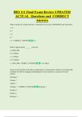 BIO 111 Final Exam Review UPDATED    ACTUAL  Questions and  CORRECT  Answers