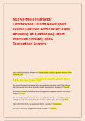   NETA Fitness Instructor Certification&vert; Brand New Expert Exam Questions with Correct Clear Answers&vert; All Graded A&plus;&vert;Latest Premium Update&vert; 100&percnt; Guaranteed Success&period;
