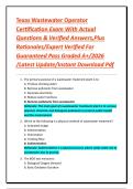 Texas Wastewater Operator Certification Exam With Actual Questions & Verified Answers&comma;Plus Rationales&sol;Expert Verified For Guaranteed Pass Graded A&plus;&sol;2026 &sol;Latest Update&sol;Instant Download Pdf
