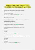 D License Flash Cards Exam ACTUAL  QUESTIONS AND CORRECT ANSWERS