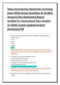 Texas Journeyman Electrician Licensing Exam With Actual Questions & Verified Answers&comma;Plus Rationales&sol;Expert Verified For Guaranteed Pass Graded A&plus;&sol;2026 &sol;Latest Update&sol;Instant Download Pdf