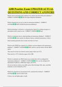 ADB Practice Exam UPDATED ACTUAL  QUESTIONS AND CORRECT ANSWERS