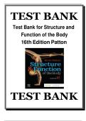 TEST BANK for Structure and Function of the Body 16th Edition Patton ISBN 9780323597791&period; Test Bank&period; All 22 Chapters&period; &lpar;Complete Download&rpar;