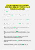 Contractors license in Arizona Exam  UPDATED ACTUAL QUESTIONS AND  CORRECT ANSWERS