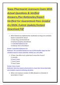 Texas Pharmacist Licensure Exam With Actual Questions & Verified Answers&comma;Plus Rationales&sol;Expert Verified For Guaranteed Pass Graded A&plus;&sol;2026 &sol;Latest Update&sol;Instant Download Pdf