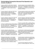Priority Setting Frameworks Advanced Test Questions and Answers Graded A&plus;