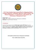WGU C815 &ndash; Quality and Performance Management &lpar;Task 2&rpar; Quality Improvement Plan for Enhancing Patient Transport Efficiency&comma; Scheduling Adherence&comma; Staff Workflow&comma; and Patient Satisfaction &vert; 2025 Edition