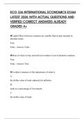 ECO 336 INTERNATIONAL ECONOMICS EXAM LATEST 2026 WITH ACTUAL QUESTIONS AND VERIFIED CORRECT ANSWERS ALREADY GRADED A&plus;