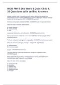 WCU PHYS 261 Week 3 Quiz&colon; Ch 8&comma; 9&comma; 10 Questions with Verified Answers