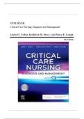 Test Bank for Critical Care Nursing&colon; Diagnosis and Management&comma; 9th Edition by Linda D&period; Urden &vert; Latest 2025&sol;2026 Update &vert; CCRN Exam Q&A PDF