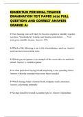 EDMENTUM PERSONAL FINANCE EXAMINATION TEST PAPER 2026 FULL QUESTIONS AND CORRECT ANSWERS GRADED A&plus;