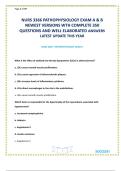 NURS 3366 PATHOPHYSIOLOGY EXAM A & B NEWEST VERSIONS WTH COMPLETE 350 QUESTIONS AND WELL ELABORATED ANSWERS LATEST UPDATE THIS YEAR