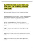 ELECTRIC VEHICLES EXAM SCRIPT 2026 QUESTIONS AND VERIFIED SOLUTIONS GRADED A&plus;