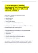 TAM Techniques of Alcohol Management Test&period; Newest Edition 2025-2026&period; Questions & Correct Answers&period; Graded A