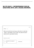 GB 370 QUIZ 2 - ENTREPRENEUR 2025&sol;26 QUESTIONS WITH 100&percnt; PASSED ANSWERS&period;