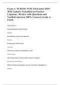 Exam 1&colon; NUR210&sol; NUR 210 &lpar;Latest 2025&sol; 2026 Update&rpar; Transition to Practice- Capstone &vert; Review with Questions and Verified Answers&vert; 100&percnt; Correct&vert; Grade A &ndash; Fortis