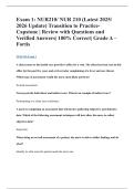 Exam 1&colon; NUR210&sol; NUR 210 &lpar;Latest 2025&sol; 2026 Update&rpar; Transition to Practice- Capstone &vert; Review with Questions and Verified Answers&vert; 100&percnt; Correct&vert; Grade A &ndash; Fortis