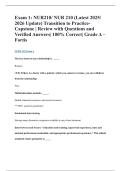 Exam 1&colon; NUR210&sol; NUR 210 &lpar;Latest 2025&sol; 2026 Update&rpar; Transition to Practice- Capstone &vert; Review with Questions and Verified Answers&vert; 100&percnt; Correct&vert; Grade A &ndash; Fortis